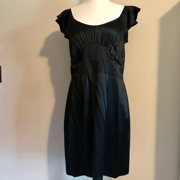 Black Silk Gianni Bini Dress with Flutter Sleeves - Picture 4 of 8